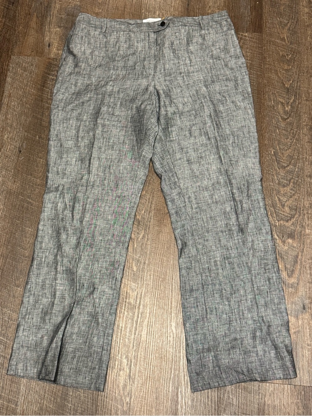 Calvin Klein Light Gray Wide Leg 100% Linen Blend Modern Fit Office Pants Sz 12